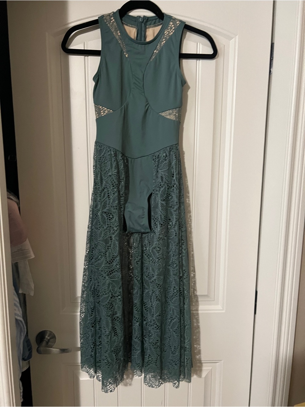 balera Teal Lace Panel Maxi Dress - size LC